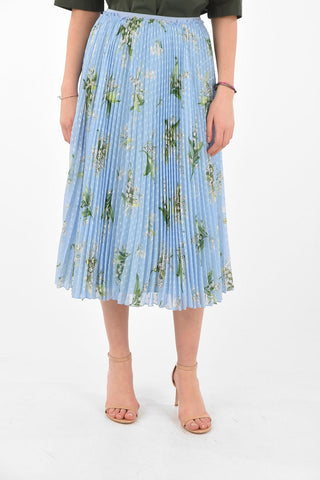 Floral Patterned Jacquard Pleated Skirt