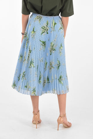 Floral Patterned Jacquard Pleated Skirt