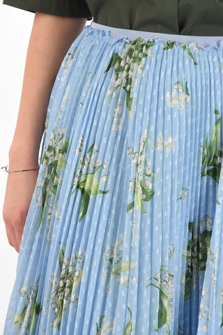 Floral Patterned Jacquard Pleated Skirt