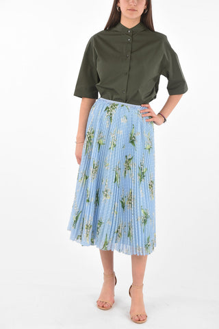 Floral Patterned Jacquard Pleated Skirt