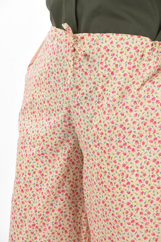 Pantaloni Palazzo con Motivo Floreale e Fondo in Pizzo