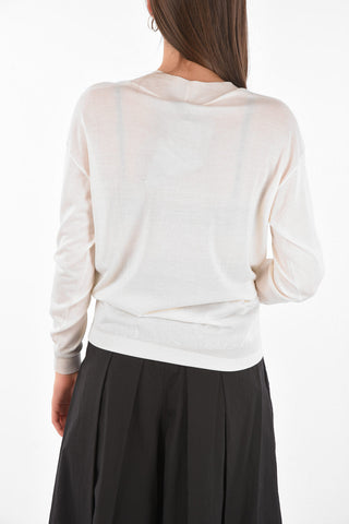 V Neck CHALK Cashmere Blend Sweater