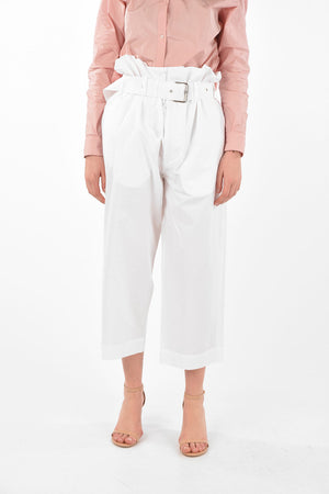 High-waisted Belted Cropped Pants