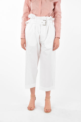 Pantaloni Cropped a Vita Alta con Cintura