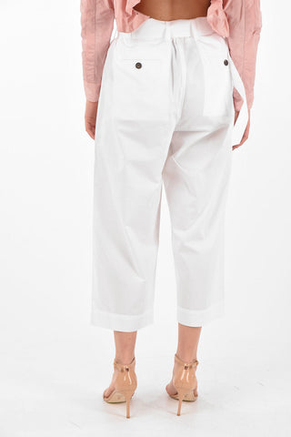 Pantaloni Cropped a Vita Alta con Cintura