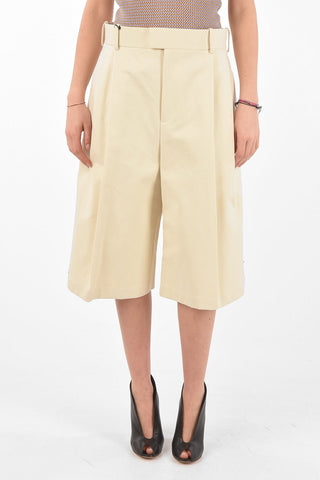 Double-pleated SANDED Cotton Shorts