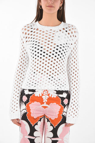 Crew Neck Cotton Crochet Pullover