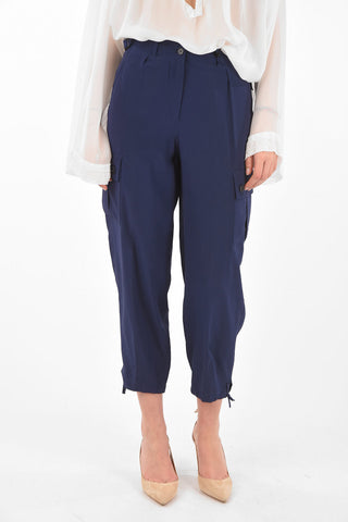 Pantaloni Cargo in Seta con Coulisse alla Caviglia
