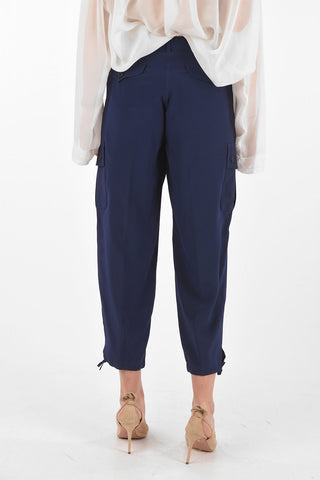 Pantaloni Cargo in Seta con Coulisse alla Caviglia