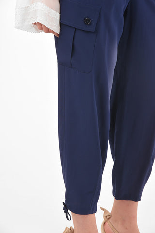 Pantaloni Cargo in Seta con Coulisse alla Caviglia