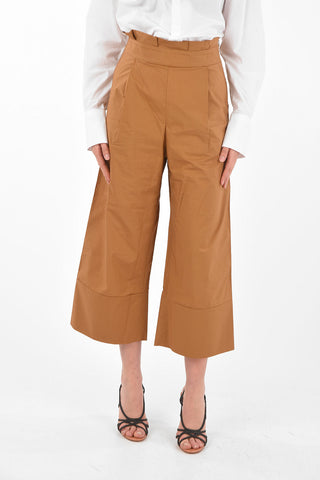 Side Zip Cotton Cropped Palazzo Pants