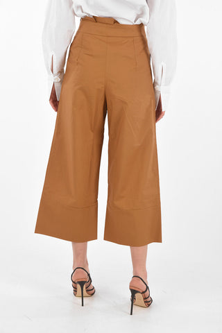 Side Zip Cotton Cropped Palazzo Pants