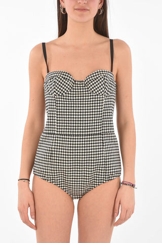 Body in Misto Lana Pied de Poule con Zip Posteriore