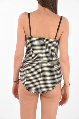Body in Misto Lana Pied de Poule con Zip Posteriore