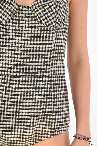 Body in Misto Lana Pied de Poule con Zip Posteriore