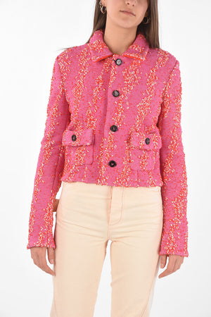 Buttoned Pocket COMPACT BUBBLE Crop Blazer