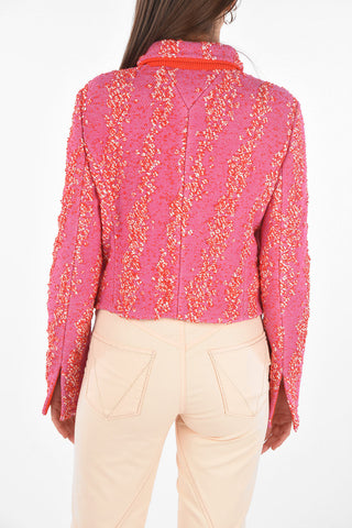 Buttoned Pocket COMPACT BUBBLE Crop Blazer