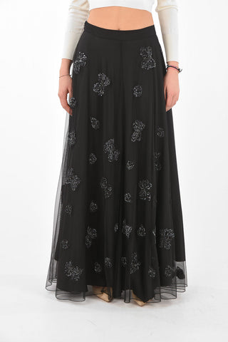 BLUGIRL Embroidered Tulle Long Skirt