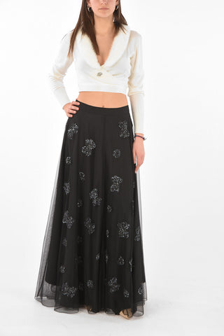 BLUGIRL Embroidered Tulle Long Skirt