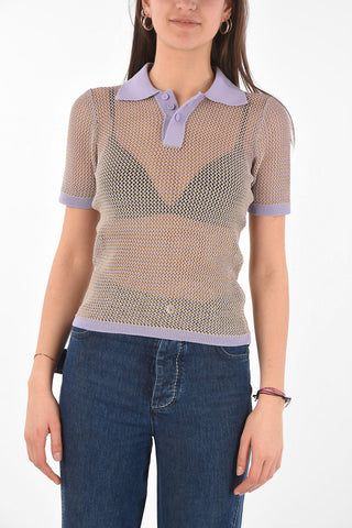 Openwork Cotton Blend Polo