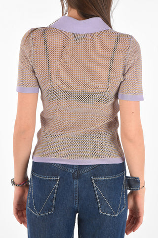 Openwork Cotton Blend Polo