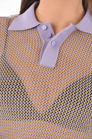 Openwork Cotton Blend Polo