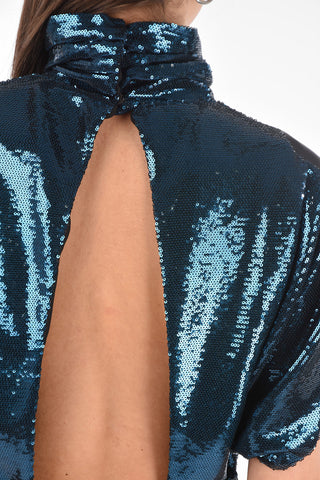 Turtleneck Sequined Bare Back Dress