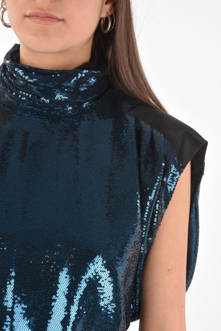 Turtleneck Sequined Bare Back Dress