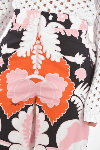 High-waisted Floral Patterned Cropped Pants