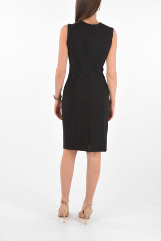 Back Split Metal Detail Midi Sheath Dress
