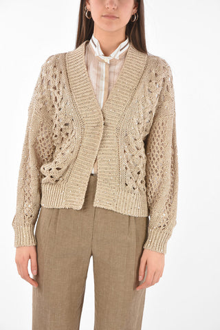 Sequined Canvas Blend Cardigan
