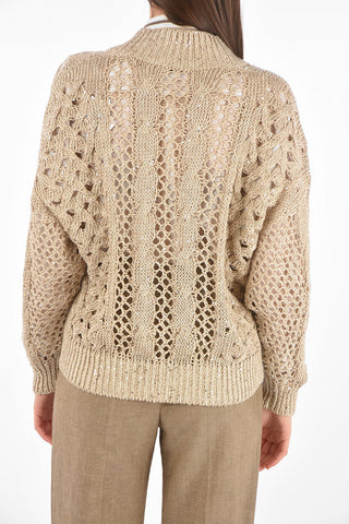 Sequined Canvas Blend Cardigan