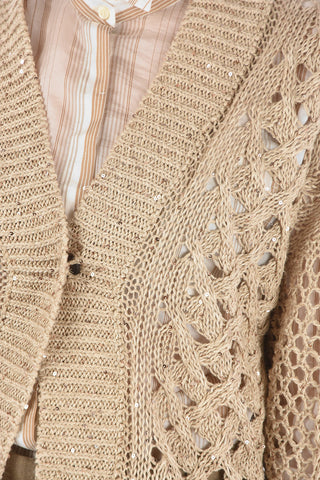 Sequined Canvas Blend Cardigan
