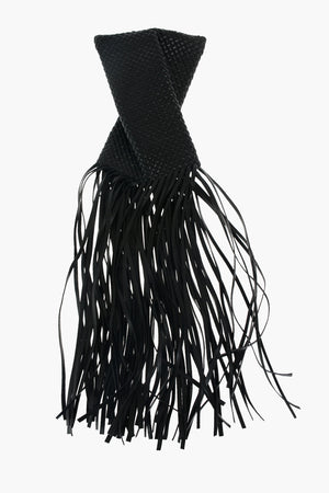 Fringed CRISSCROSS Woven Leather Hand Bag