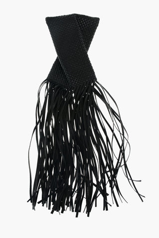 Fringed CRISSCROSS Woven Leather Hand Bag