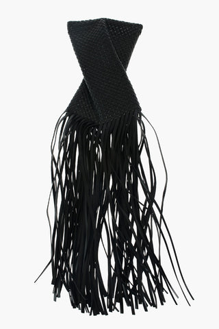 Fringed CRISSCROSS Woven Leather Hand Bag