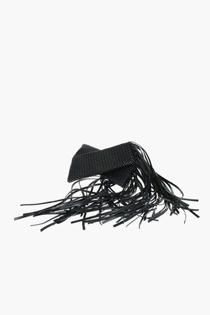Fringed CRISSCROSS Woven Leather Hand Bag