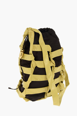 Two Tone Double Fabric Shoulder Bag with Drawstring