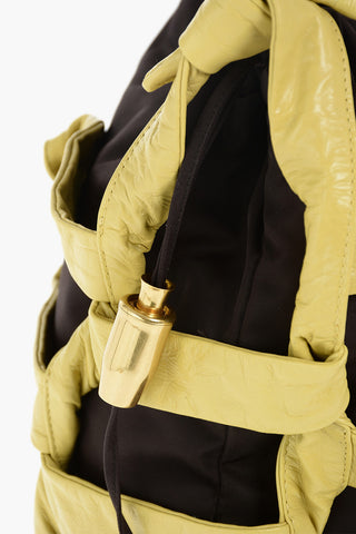 Two Tone Double Fabric Shoulder Bag with Drawstring