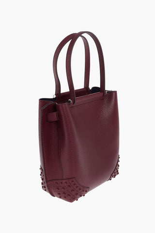 Borsa Tote in Pelle con Borchie e Doppio Manico