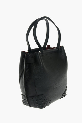 Borsa Tote in Pelle con Borchie e Doppio Manico