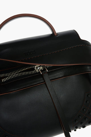 Visible Stitching Studded Leather Tote Bag