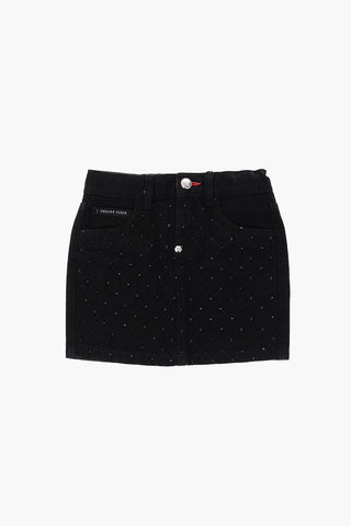 EST.1978 rhinestone embellished denim mini skirt
