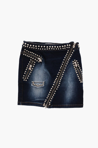 EST.1978 stretch denim ELEONOR skirt with studs