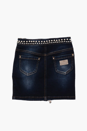 EST.1978 stretch denim ELEONOR skirt with studs