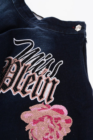 denim JESSY flared skirt with animal patterned Petticoat