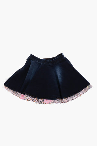 denim JESSY flared skirt with animal patterned Petticoat