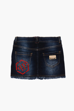 ET.1978 frayed hem denim GARDENIA mini skirt