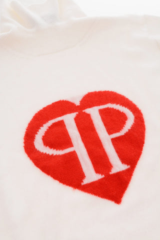 heart embroidered cashmere turtleneck sweater