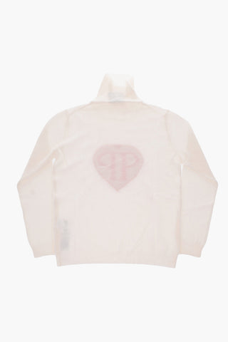 heart embroidered cashmere turtleneck sweater
